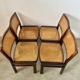Lot 4 wooden and cane chairs Baumann design symphony model 70s vintage