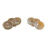 Paire De Saleron Ancien Art Déco Verre Moulé Salière Poivrier Vintage