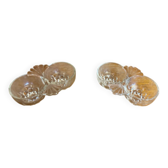 Pair of Antique Art Deco Molded Glass Salt and Pepper Shakers