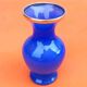 1960s Baluster vase on pedestal Blue opaline Neck with gilding