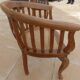 2 Colonial armchairs in natural solid wood with cane seats