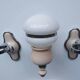 Vintage bathroom wall light and two towel rails set