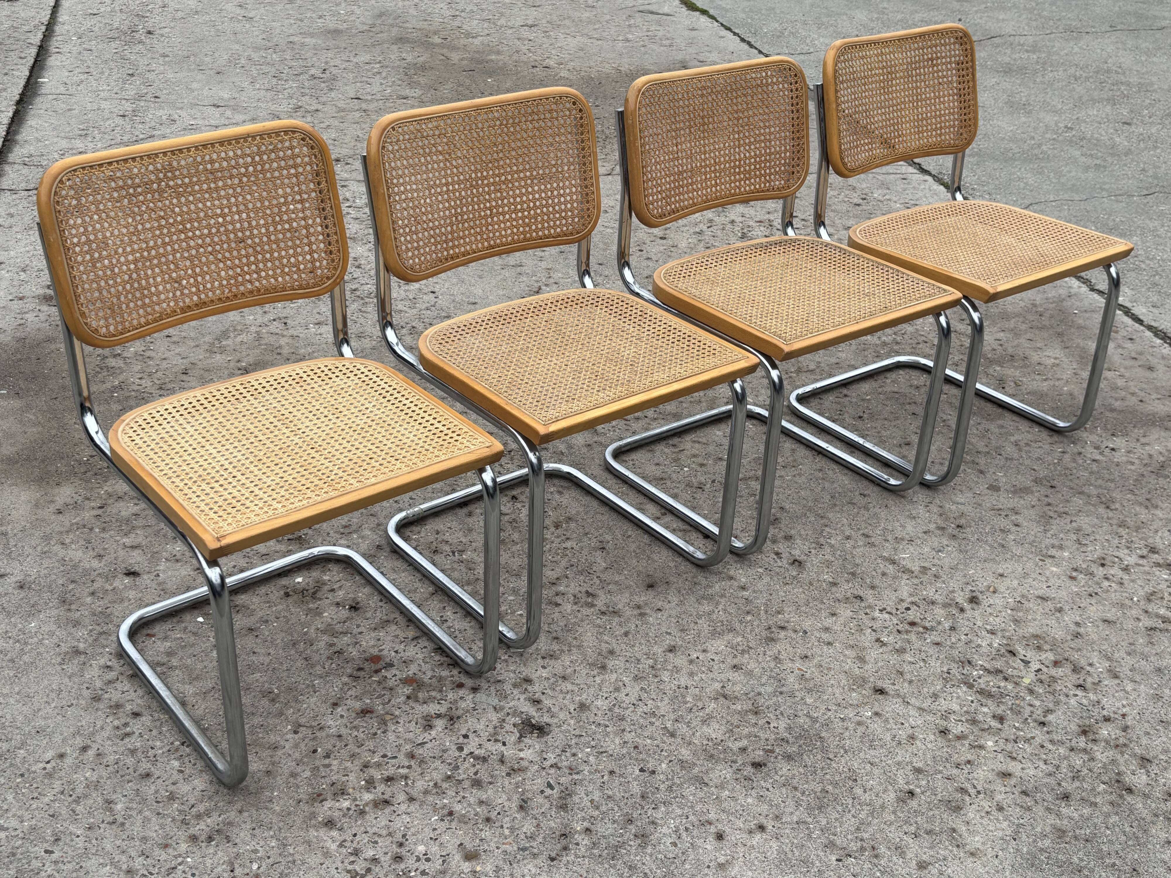 Set of 4 chairs Cesca B32 designed by Marcel Breuer design made in Italy