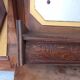Vintage Art Deco wall coat rack in two-tone wood with engraved mirror.