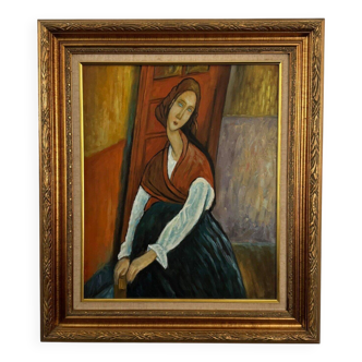Oil on canvas taken from Amadeo Modigliani's portrait of Jeanne Hébuterne