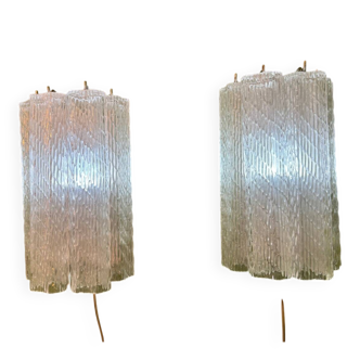 Pair of Murano wall sconces attributed to Toni Zuccheri – textured glass –