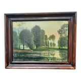 Tableau impressionniste, huile sur toile signée sonneville  + 4 cd neufs