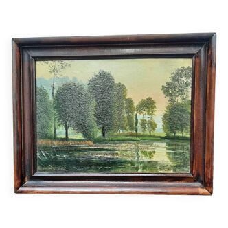 Tableau impressionniste, huile sur toile signée sonneville  + 4 cd neufs