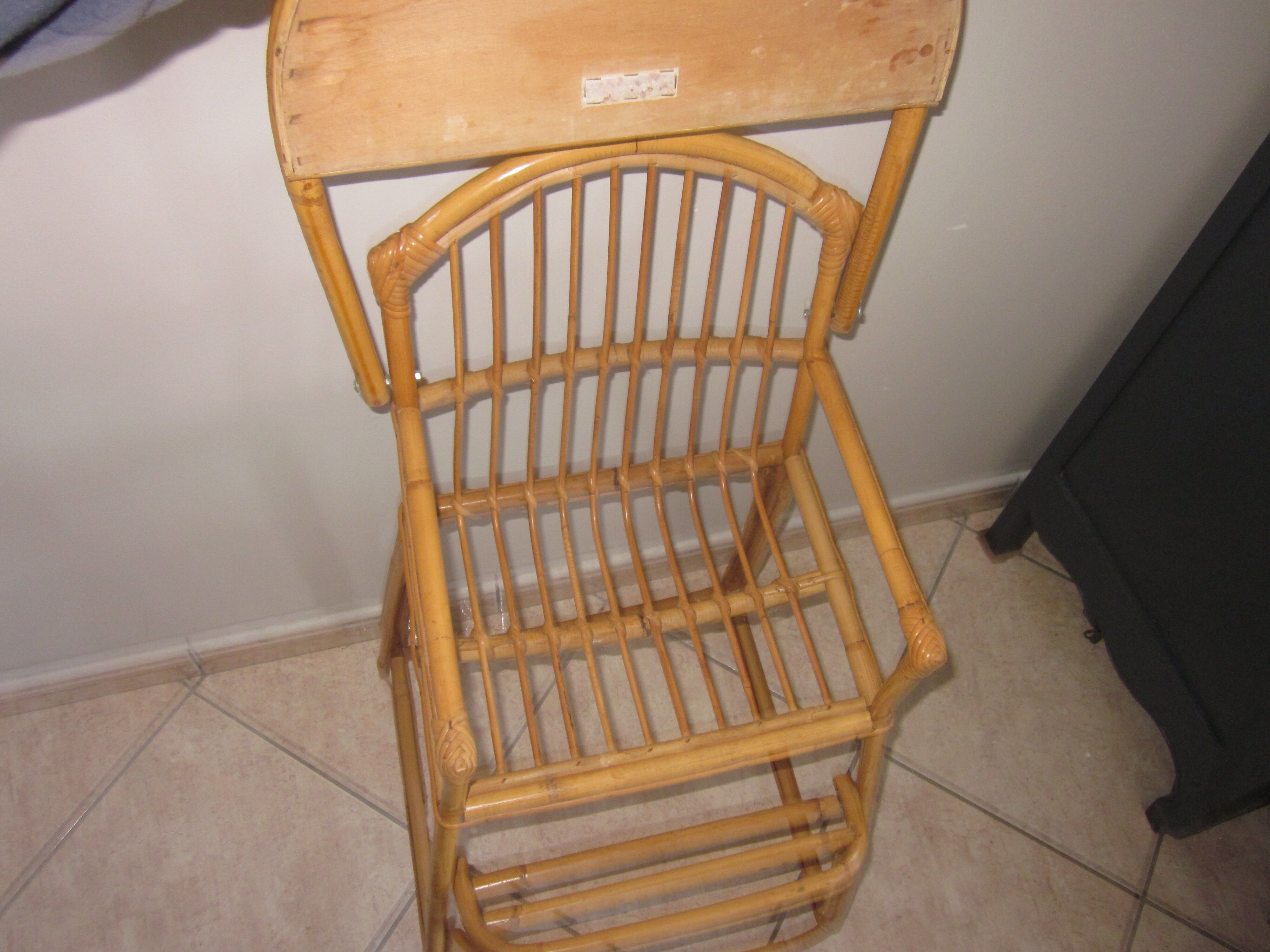 High chair child rattan of the years 60