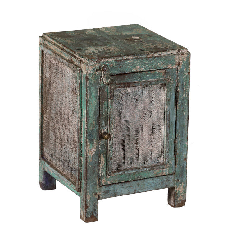 Chest bedside metal & teak