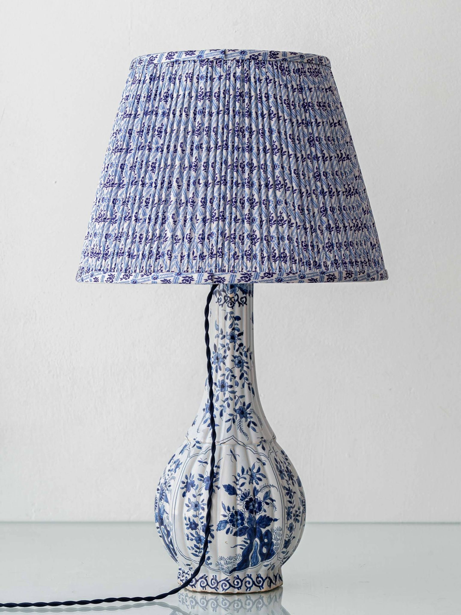 Antique Delft Style Blue and White Ceramic Table Lamp by Samson, circa 1880-1910