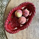 Vintage red ceramic basket