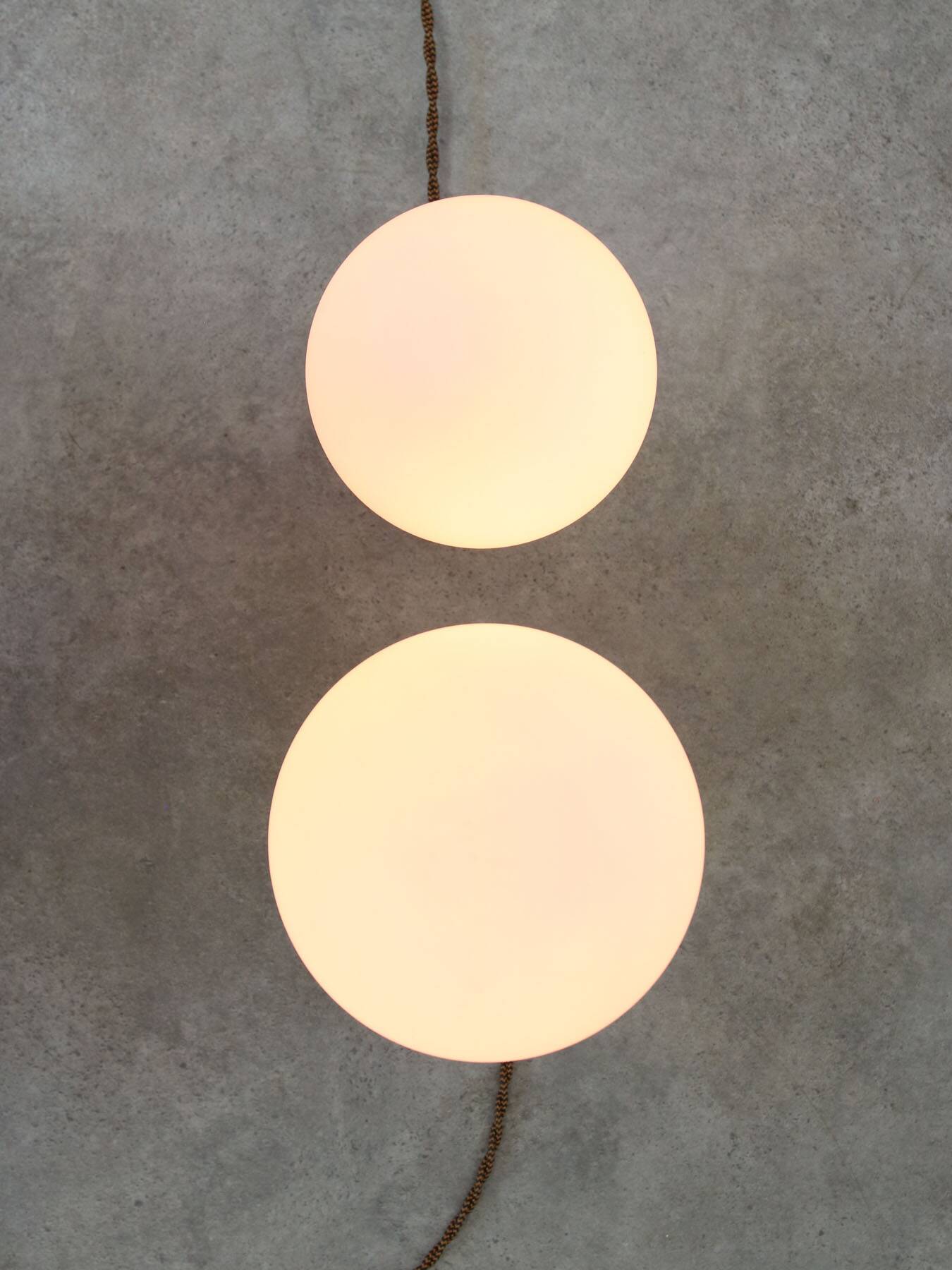 Vintage Italian Ceramic Table Lamps in Salmon Ceramic and Opaline, set of 2