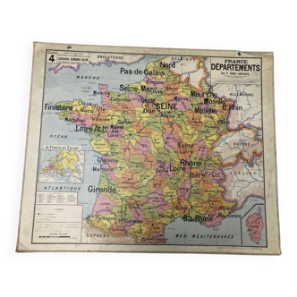 Old school map of France by Vidal Lablache.