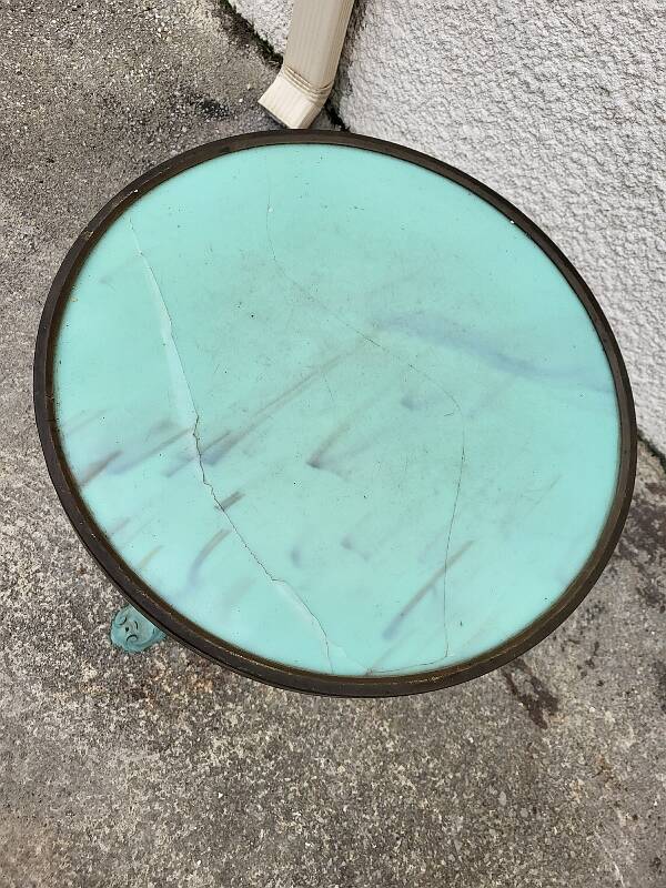 Round green marble and cast iron bistro table no. 9