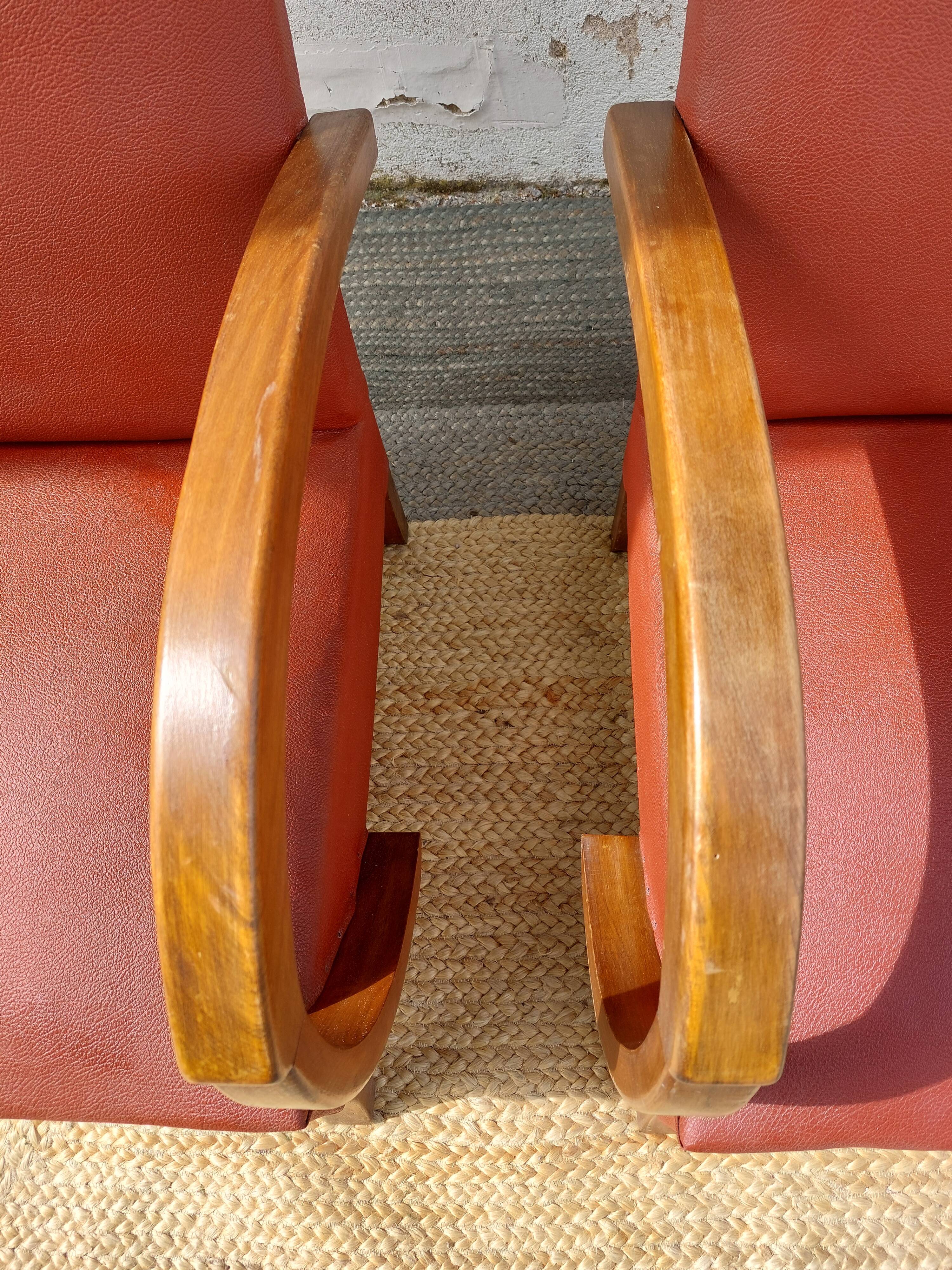paire de fauteuils art déco, terracotta
