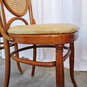 Set of 4 Vintage Bentwood Dining Chairs: Cane Back, Leather Seat, Thonet St
