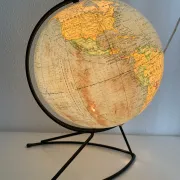 Vintage 1960 globe terrestrial world map Girard Barrère glass - 36 cm