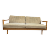 Canapé convertible Stella vintage scandinave en hêtre – années 70