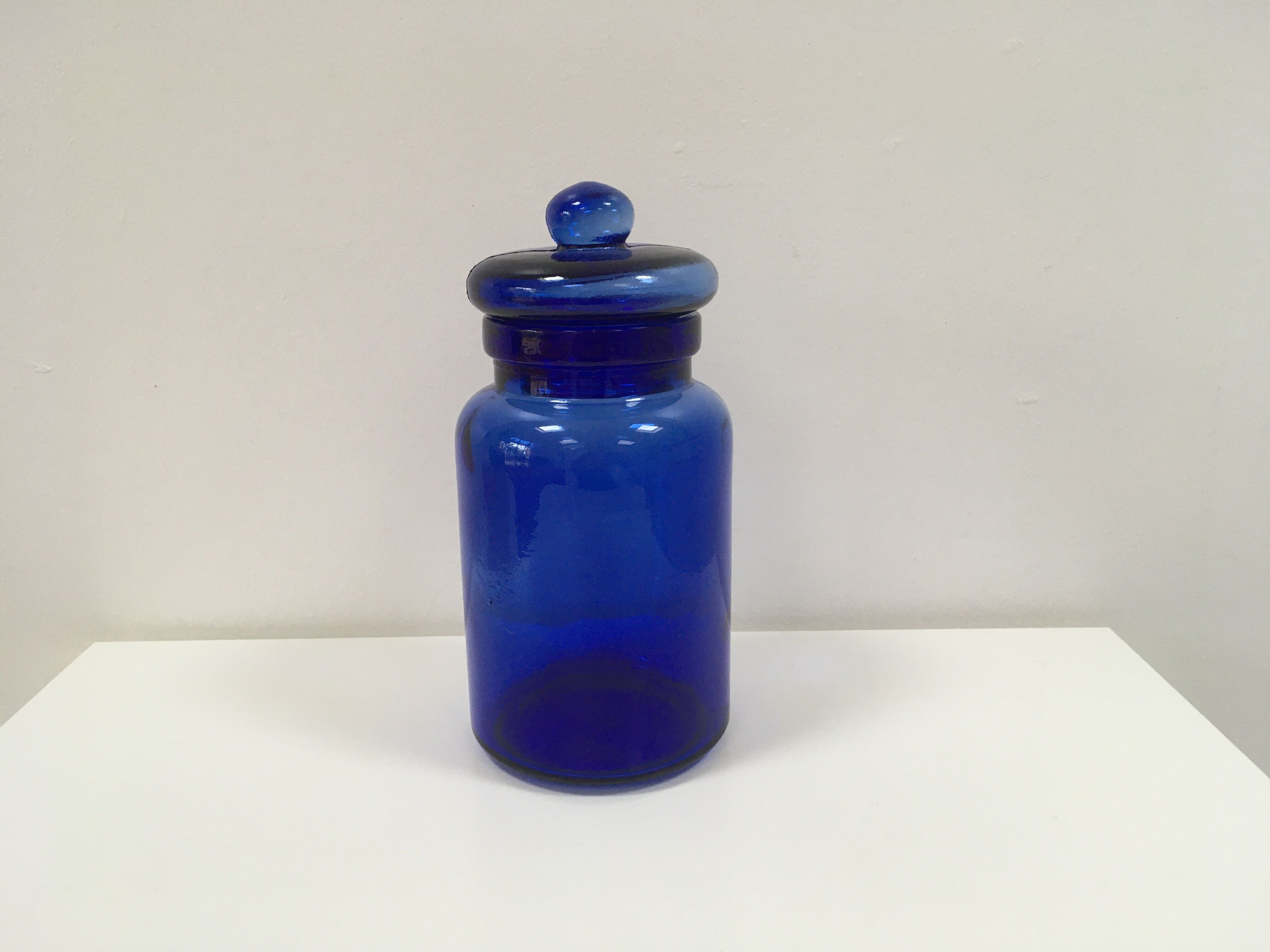 Vintage cobalt blue glass pot