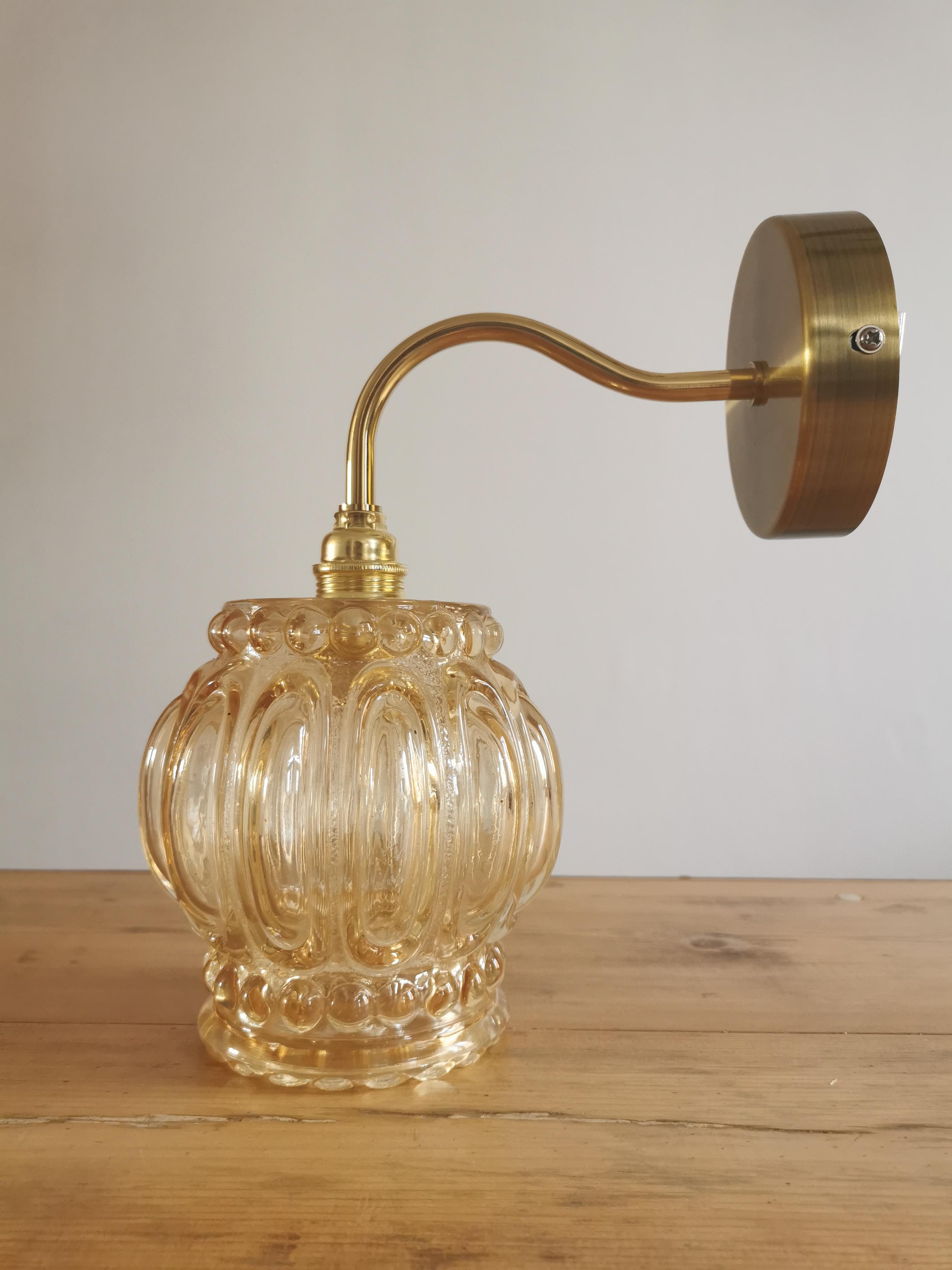 Vintage globe wall lamp in molded glass