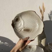 6 flat plates fish in beige ceramic Salins les bains