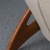 Reclining easy chair in beige wool, Denmark, 1980’s