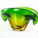 Sommerso glass platter in green and yellow, Murano, Italy, 1960s