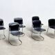Set of six Willy Rizzo dining chairs in black leather