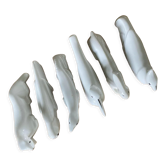 6 antique porcelain animal knife holders