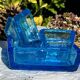 Adorable Vintage Turquoise Blue Glass Square Ashtrays and Trays