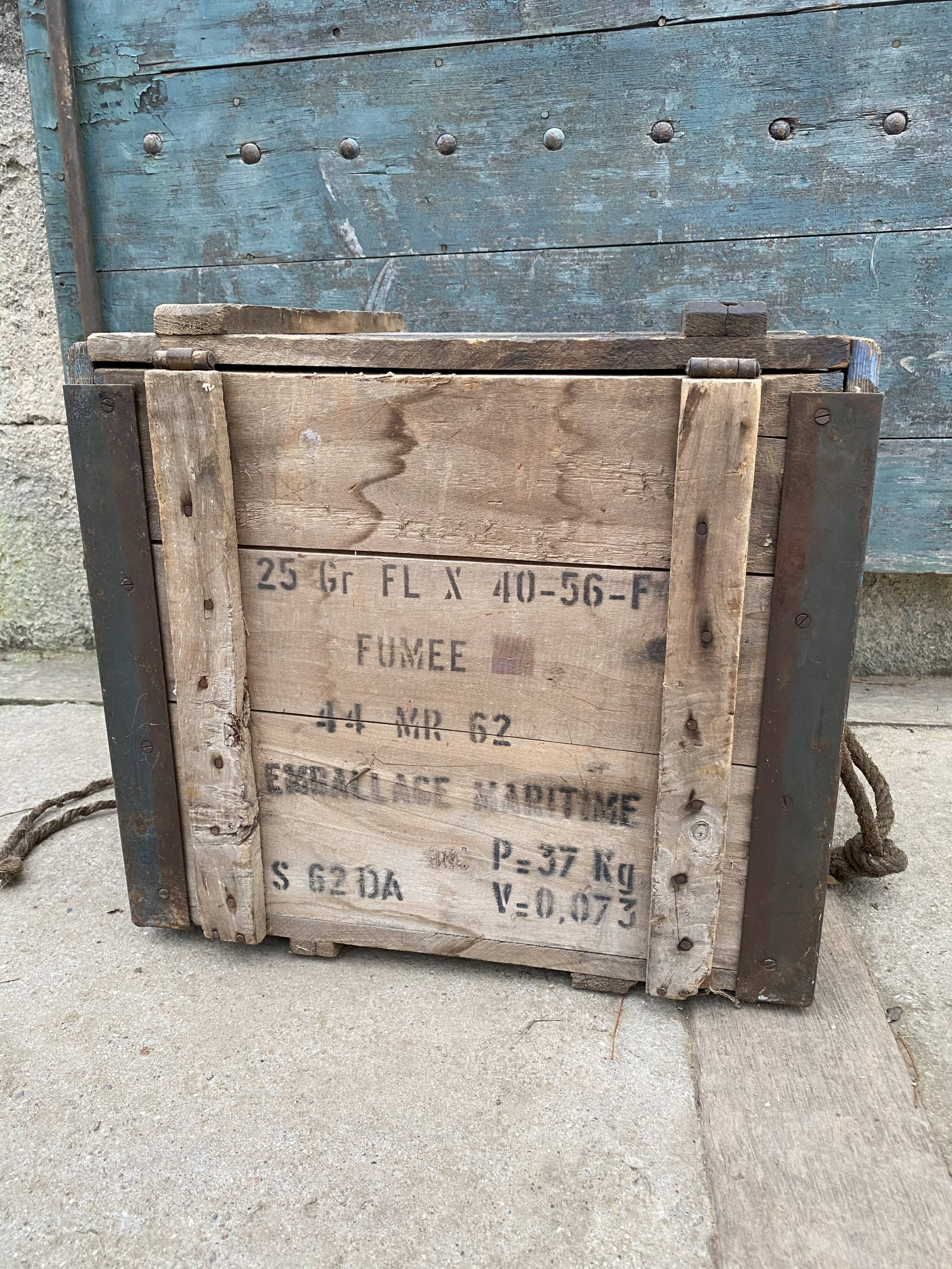 Ancient timber maritime military crate