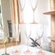 Lot of 5 cristal pink champagne flutes from arques-durand