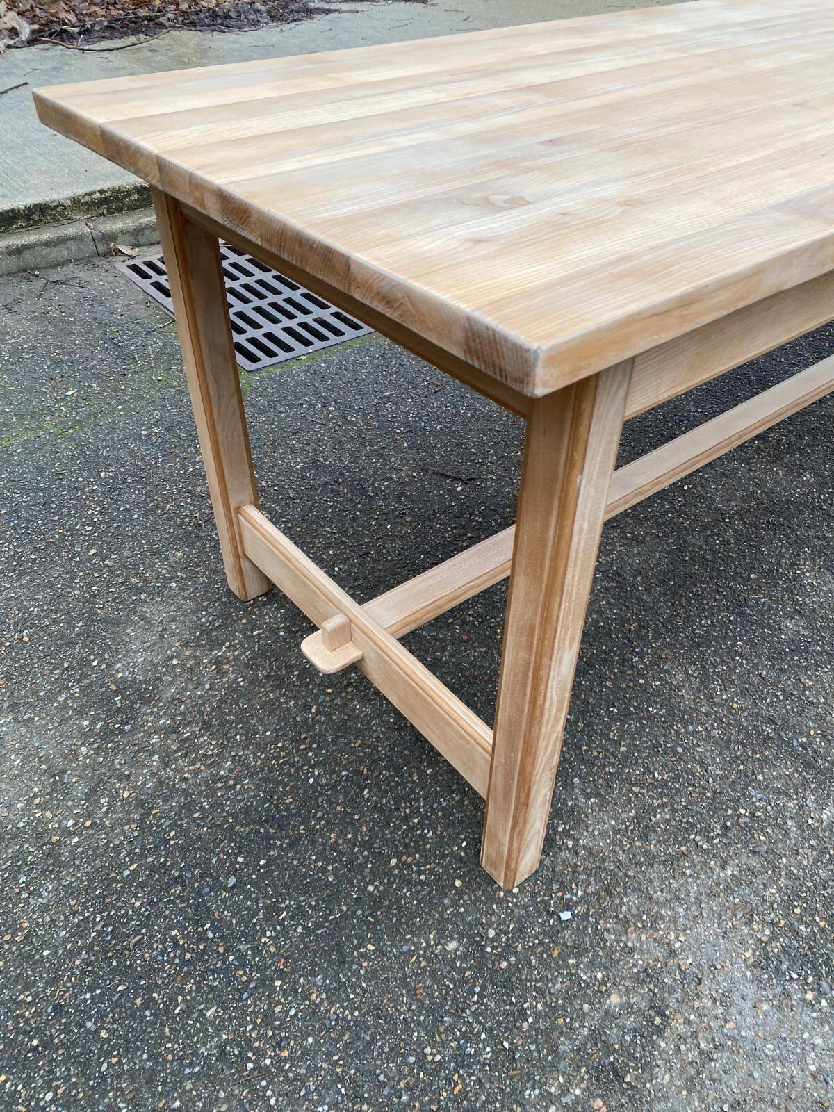 Renovated extendable farmhouse dining table in solid oak, 1950, 200cm.