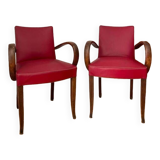 Pair of red skai bridge armchairs from the 60s