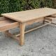 Farm table in solid oak raw wood 2 drawers