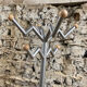 Free-standing coat rack in metal and wood 1980 1990