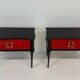 Pair of Italian Art Deco Nightstands in Red Parchment and Black Lacquer, 19