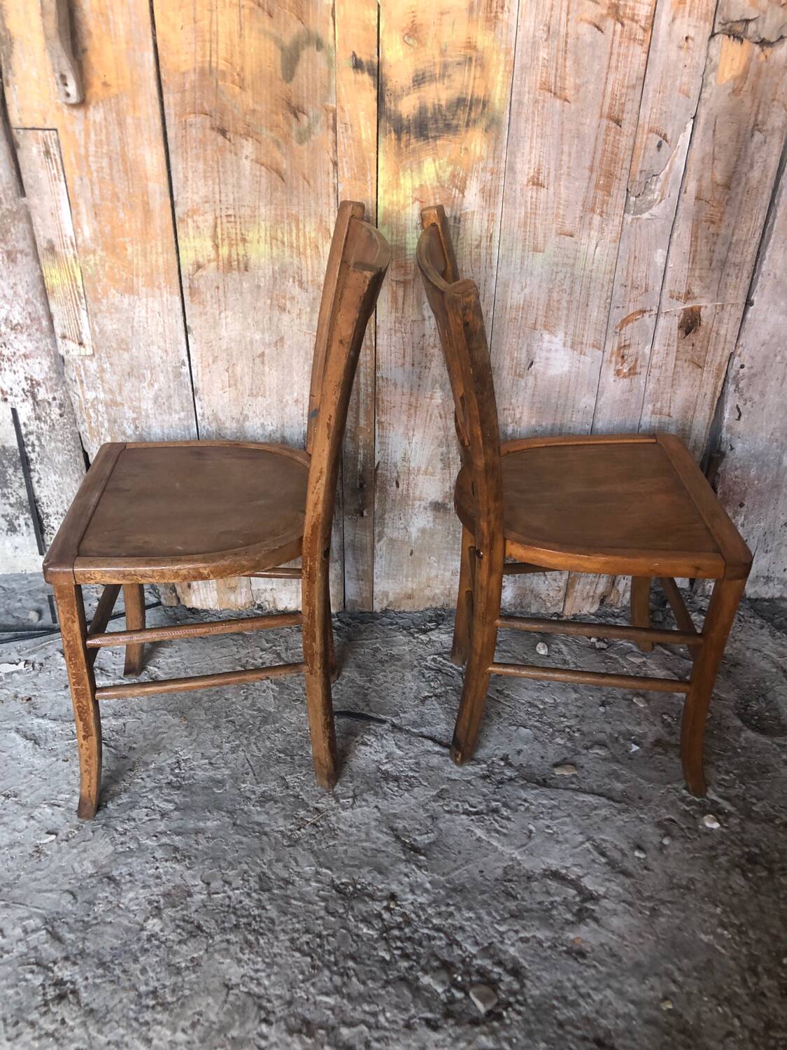 Pair of vintage luterma light wood bistro chairs