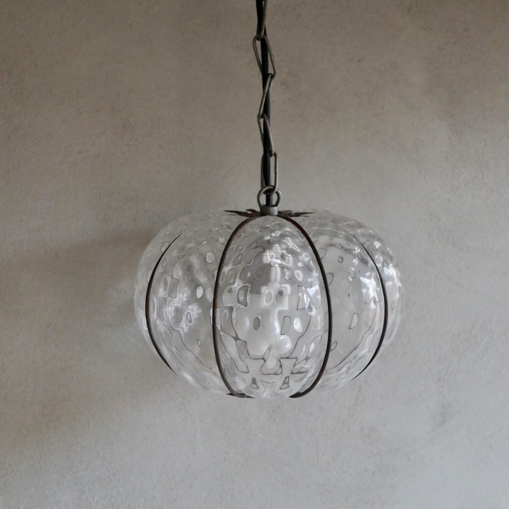 Paire de suspensions en verre soufflé de Murano