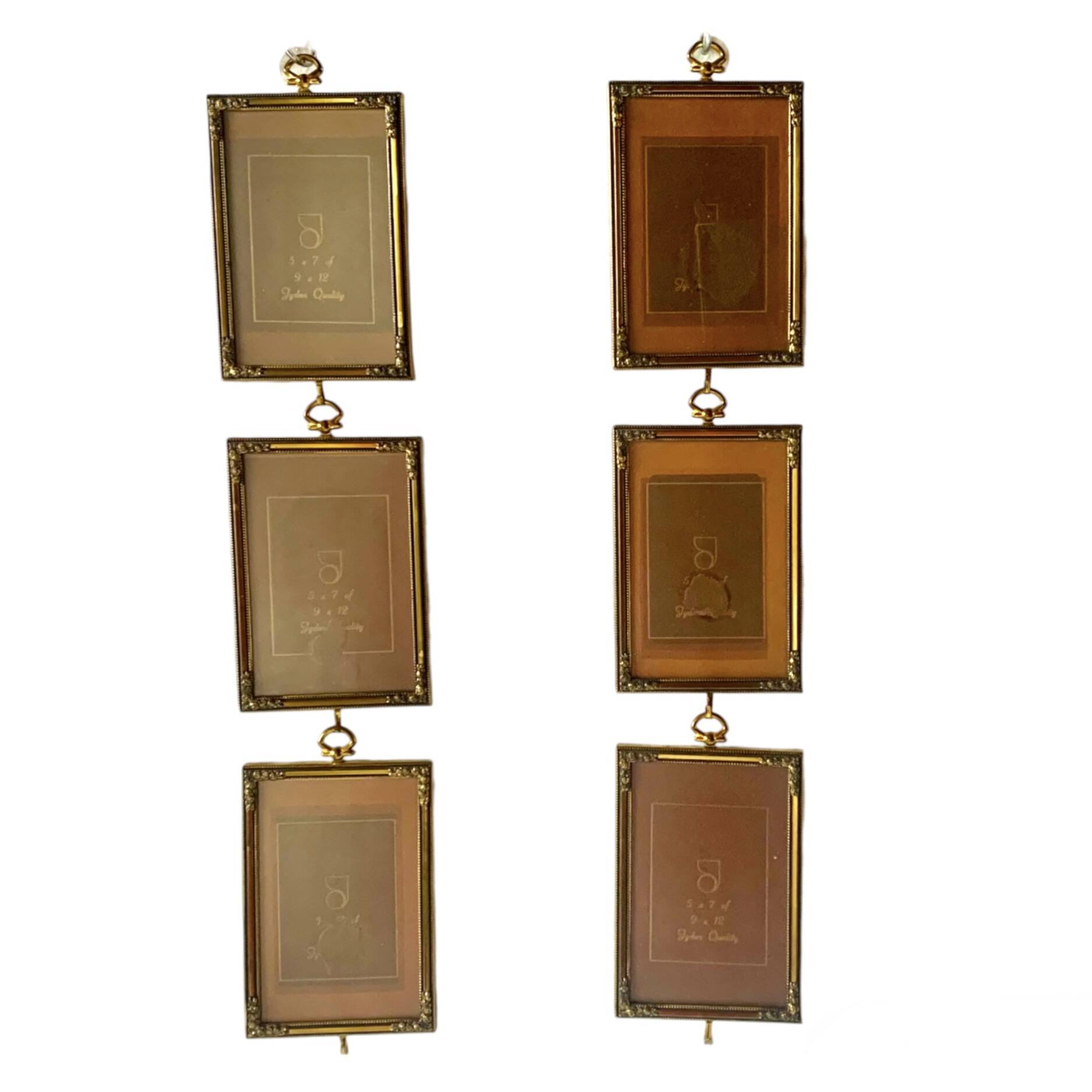 Set of 6 Jyden Vintage Gold Brass Picture Frames