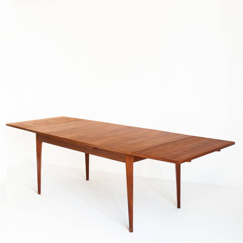 Dining table with two teak extensions. Scandinavian style. Vintage. France 1960s.