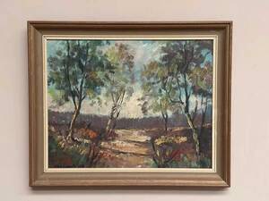 Mid-Century Oil on canvas “Trees” by Lars S 58, Vintage & Framed 57×47cm