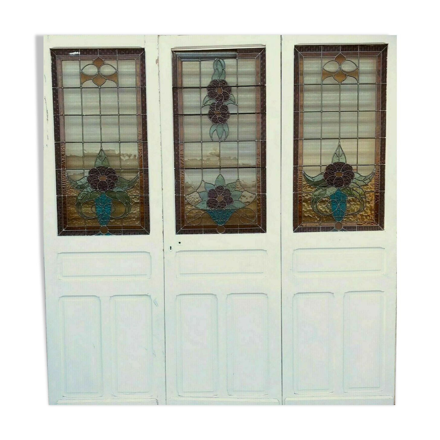 Separation of three Art Deco stained glass doors from the 1900s