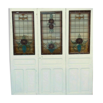 Separation of three doors in stained glass Art Deco Period 1900
