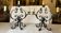 Pair of 3-light wrought iron candlesticks on vintage legs