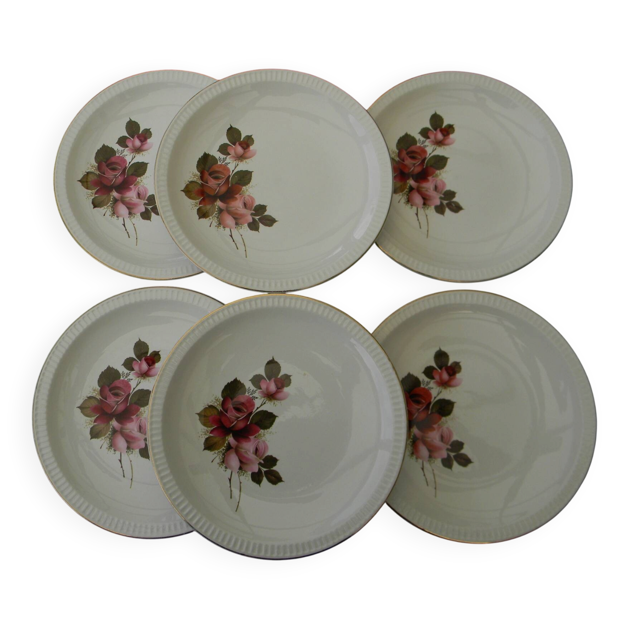 6 assiettes plates en faïence de SARREGUEMINES. Modèle Richemond.