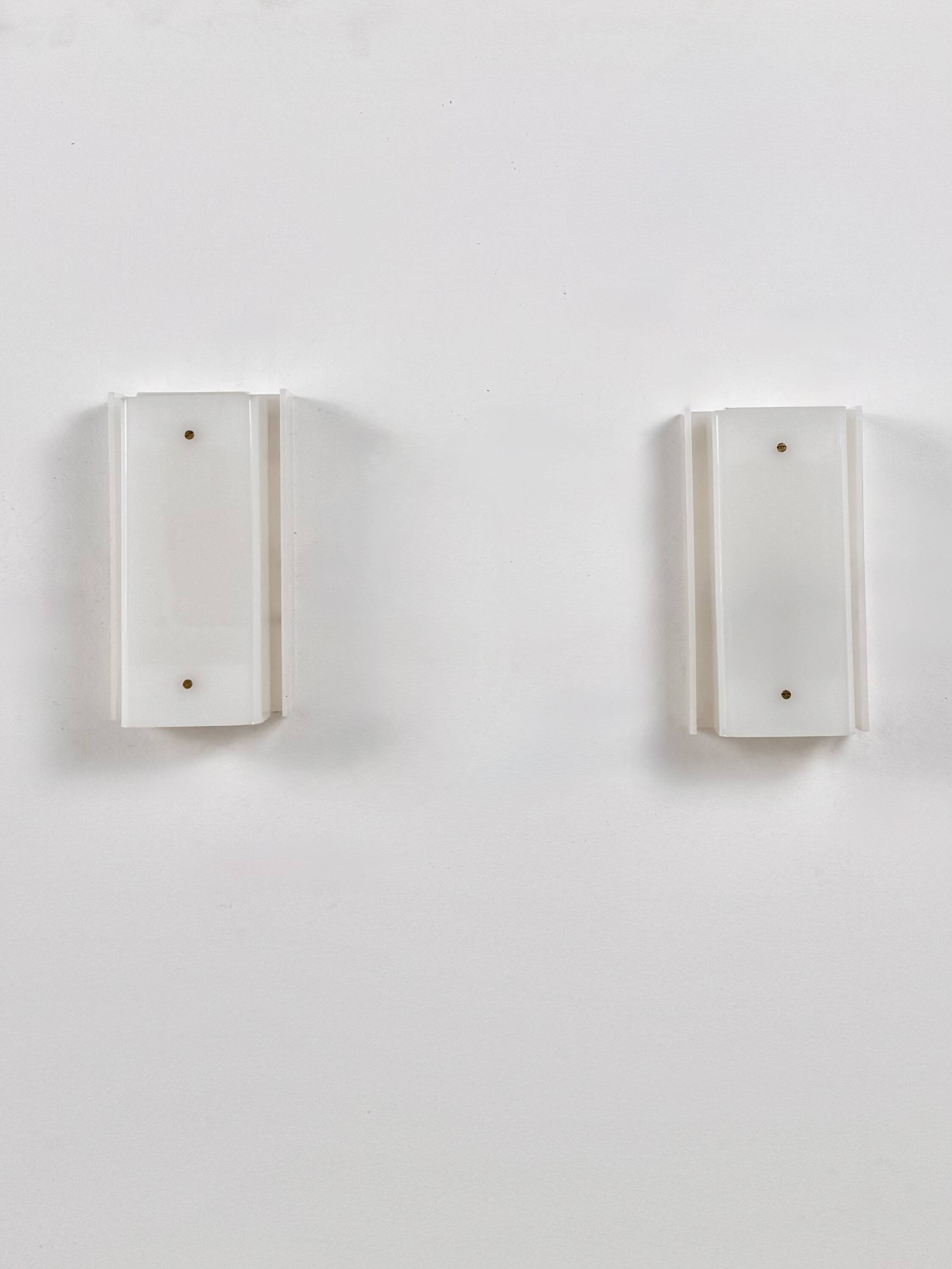 Pair of vintage Perspex wall lights, Italy, 1970.