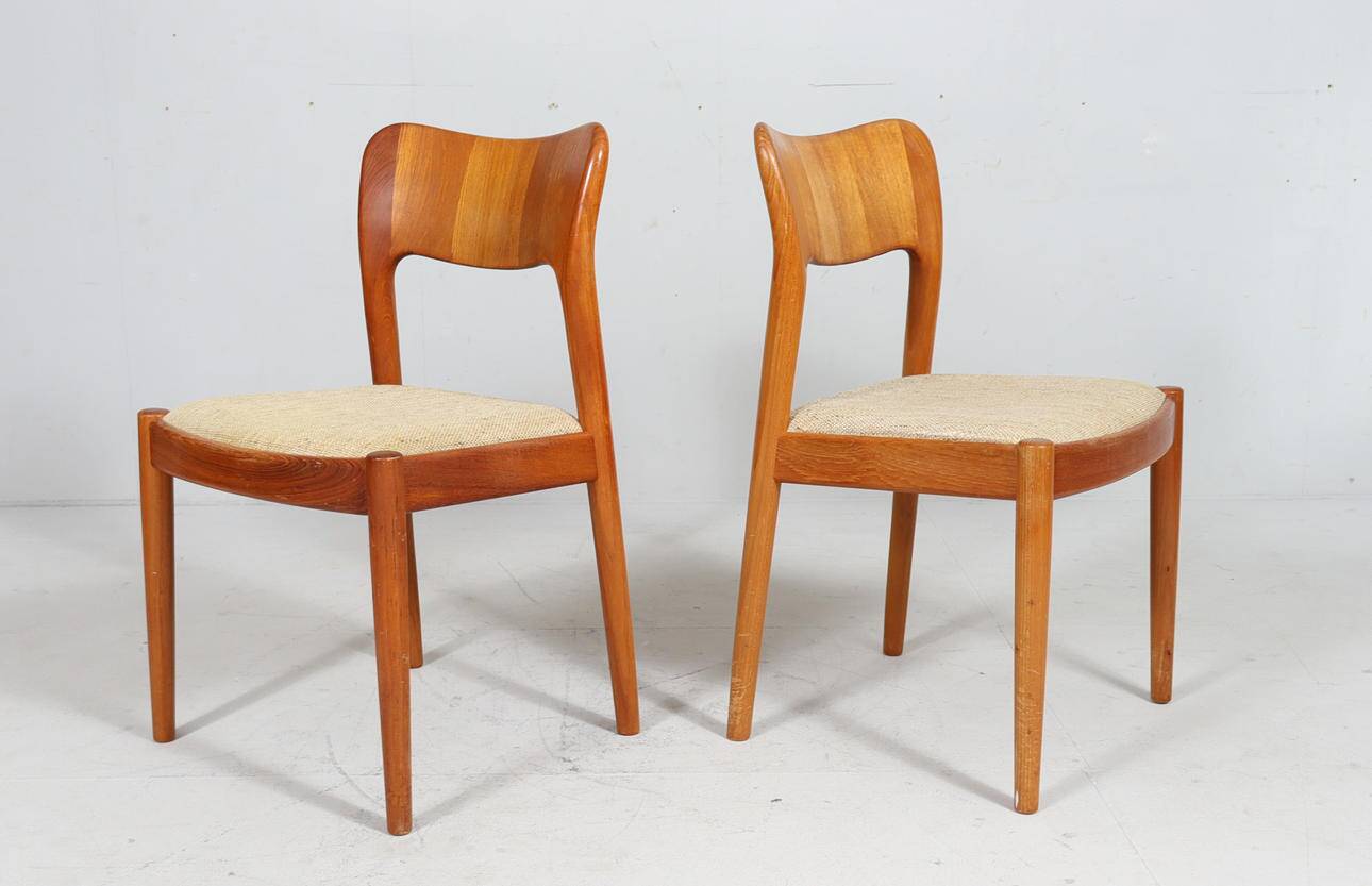 Niels Koefoed for Hornslet, 4 chairs / dining chairs, model '177', teak, 1960s, Denmark.