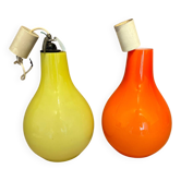 Suspensions x 2 - vintages en opaline - année 70
